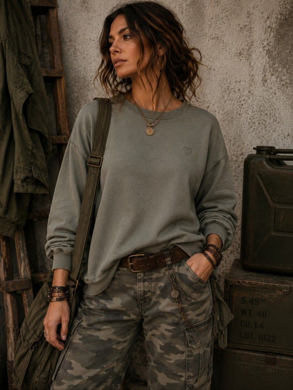 Divided by H&M Sage Green Basic Crewneck Sweatshirt - Picture 6 of 6